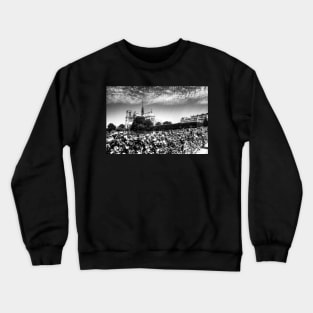 Notre Dame de Paris & Love Lock Bridge Black And White Crewneck Sweatshirt